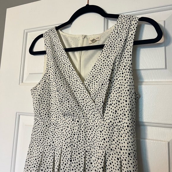 S womens maison Jules boutique polka dot spotted white black dress v neck lined - Picture 4 of 9